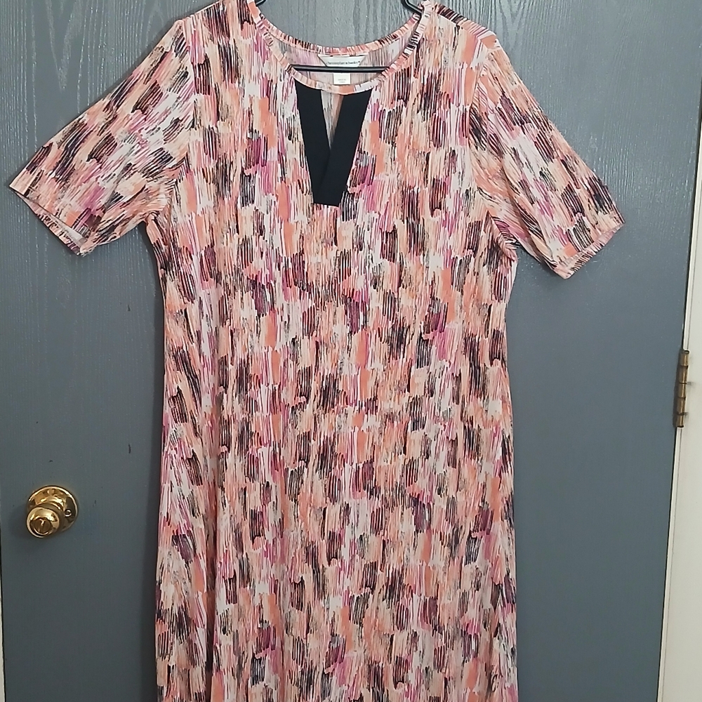 Women's Christopher & Banks Pink Knee Length T-Shirt Dress Sz Lg